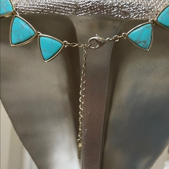 Lauren Ralph Lauren Blue and Gold Geometric Necklace - Picture 3 of 9